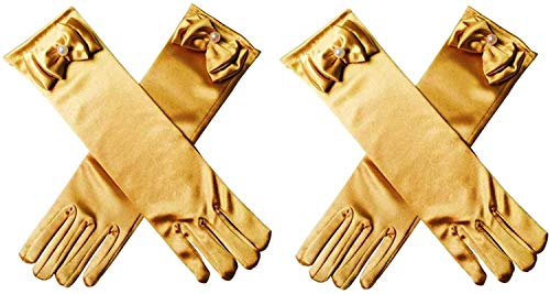 Image of FancyDressWale Girls Satin Long Gloves for Princess Dress Up Party With Bows