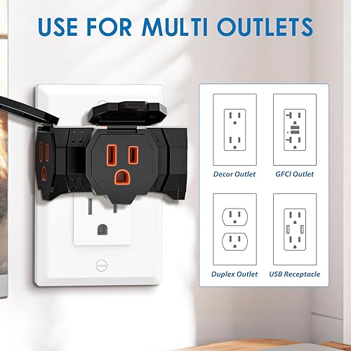K KASONIC 3 Outlet Grounding Adapter, Heavy Duty Plug Extender 2 Pack Orange by K KASONIC - Used condition - Image 2