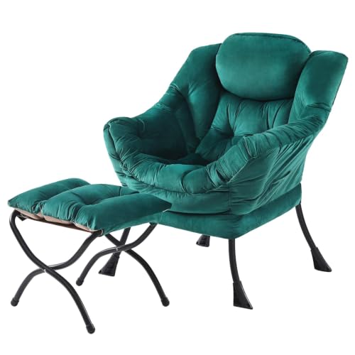 Lazy Chair with Ottoman,Comfy Accent Living Room Chair with Footrest Set