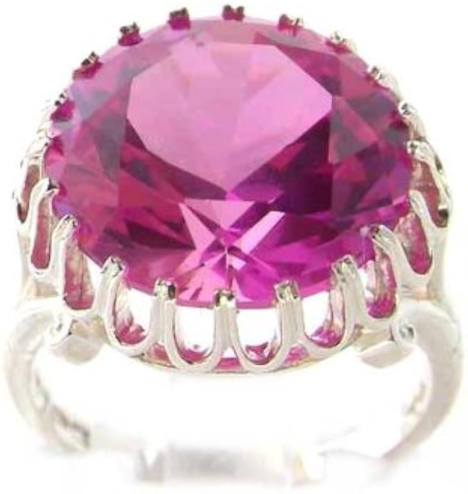 Bague En Argent 925 Avec Saphirs Roses Et Améthystes - Taille 50, Forme Fleur, Fabriquée En France