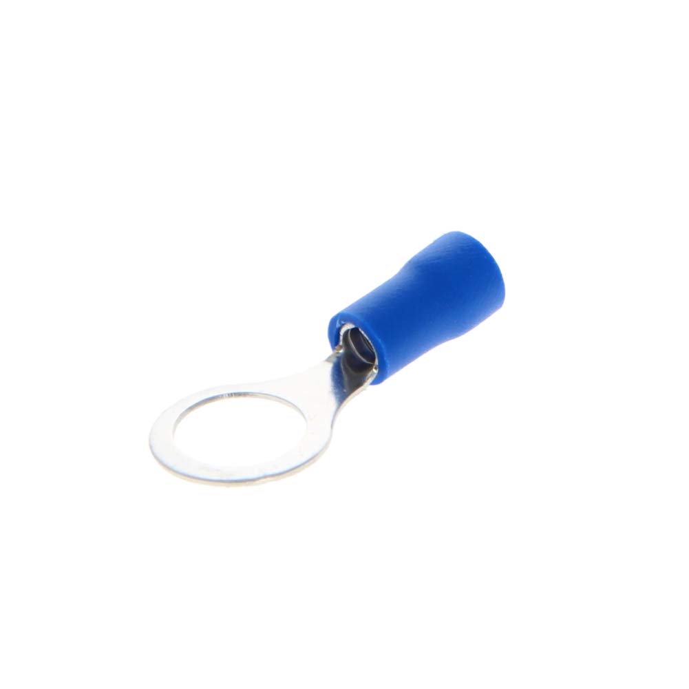 Fielect 1000Pcs AWG16-14 Insulated Ring Terminals Connectors M8 Terminals Ring Electrical Wire Crimp Connectors Blue