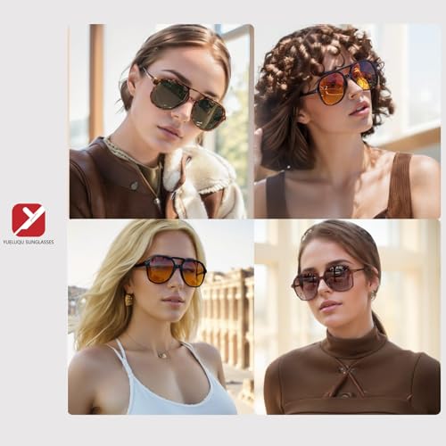 Retro Aviator Polarized Sunglasses for Womens Men Classic 70s Trendy Square Shades2