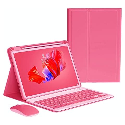 kaitesi Keyboard Case Mouse for iPad 10th Generation 2022 Case with Magnetically Detachable Color Keyboard and Mouse Slim Case for iPad 2022 10.9 inch (Dark Pink) Cover