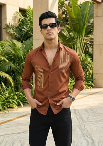 Image of IndoPrimo Men's Stylish Satin Shirt for Party and Casual Wear - Exclusive Designer Full Sleeve Shirt for Men - Pilar