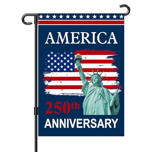 250th Anniversary USA Flag - 4th of July Decorations 12x18 Inch Double Sided Patriotic Garden Flag, 1776-2026 American Flag Independence Day Yard Porch Lawn Outdoor Decor