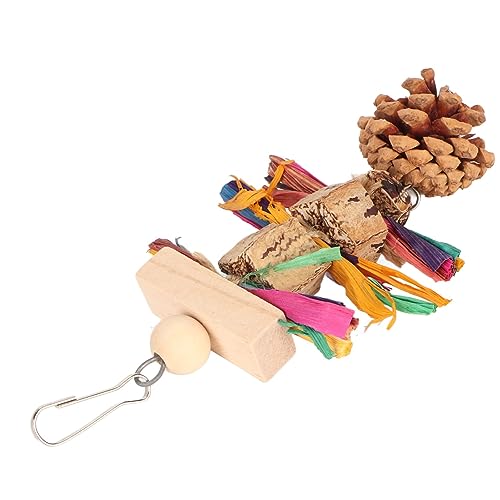 Mbeysaq Brinquedo para mastigar folhas de milho de pinha de madeira papagaio para alívio do tédio e