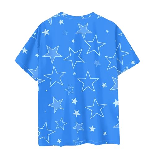 Girls Star Pattern Short Sleeve Casual T-Shirt Crewneck Tees Sizes 3-14 Years4