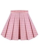 TIYOMI Plus Size Skirts Hidden Zipper Mini Skirt Jk Style Japan Schoolgirl Uniform Swing A Line Plaid Pleated Spring Summer Skater Skirt Pink 5XL