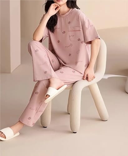 Image of Louis Luxe Womens Korean Night Dress || Full Pyjama Set || Korean Nightsuit || Women Nightwear ||Round Neck Full Sleeve Nightsuit || Loungewear || Everyday Nightdress (ND-09)