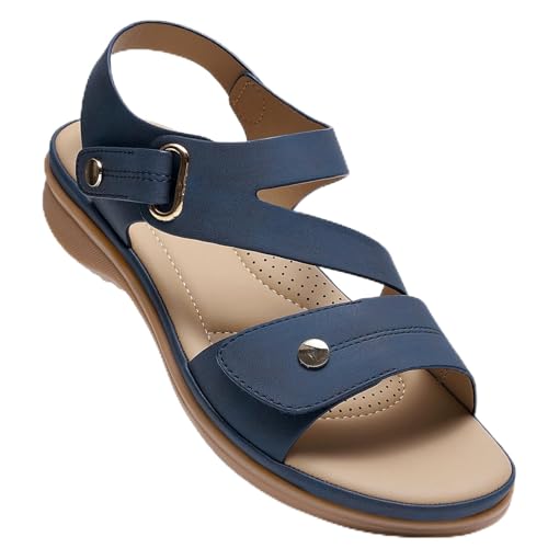 Image of Littleplum Womens Sandals Arch Support - Comfortable Flat Sandals for Women, Summer Breathable Adjustable Orthotic Walking Shoes for Beach,Travel