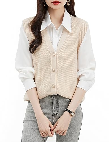 Image of Chanyarn Women's 100% Merino Wool Sweater Vest 2025 Fall Winter Casual Mock Neck Sleeveless Knit Sweater Tank Tops