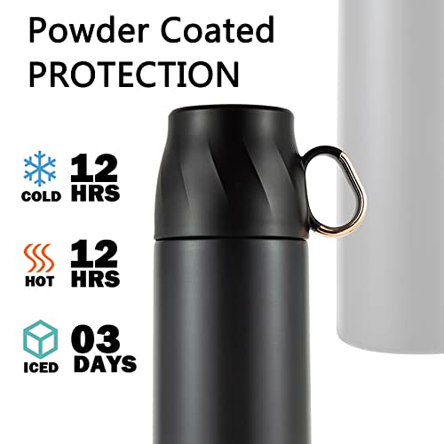 Sonncson Stainless Steel Insulated Water Bottle,Vacuum Thermoses Cup With Handle & Leakproof Lid,Double Walled Flask Coffee Cup Keep Hot & Cold 12 Hours,Sport Travel Mug Bpa Free 17Oz (Black) #TOP3