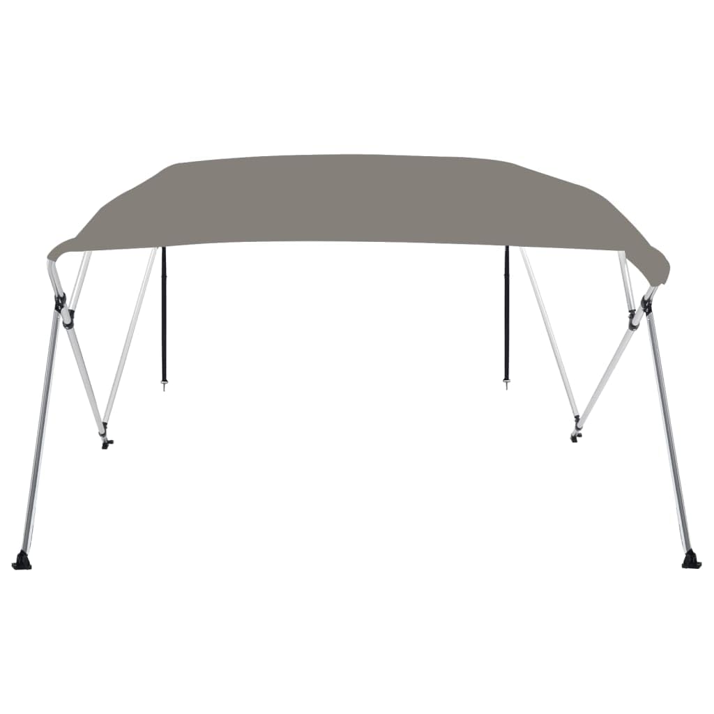 4-Bow Bimini-Top Grau 243x180x137 cm, 600D Polyester mit PU-Beschichtung, Aluminiumrahmen, Bootspersenning, Abdeckplane, Bootabdeckung, Regenschutz für Motorboot und Yacht