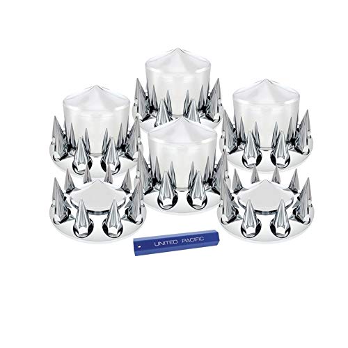 United Pacific 10308 Chrome Pointed Axle Cover Combo Kit w/ 33mm Spike Nut Cover & Nut Cover Tool