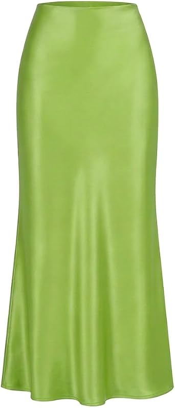 Womens Satin Maxi Skirt Elastic High Waisted Flowy A Line 2026 Summer Silk Black Long Skirts for Women