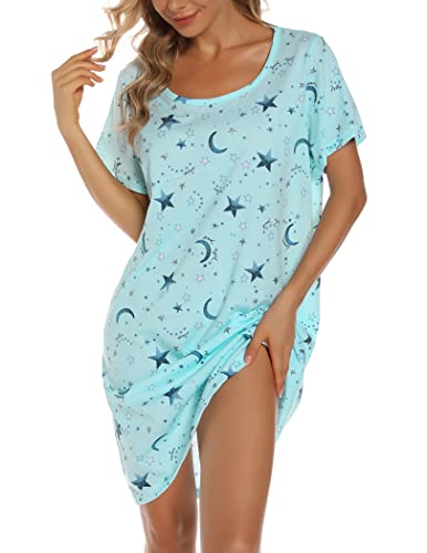 ENJOYNIGHT Nachthemd Damen Kurzarm Baumwolle Schlafshirt Sommer Sleepshirt...