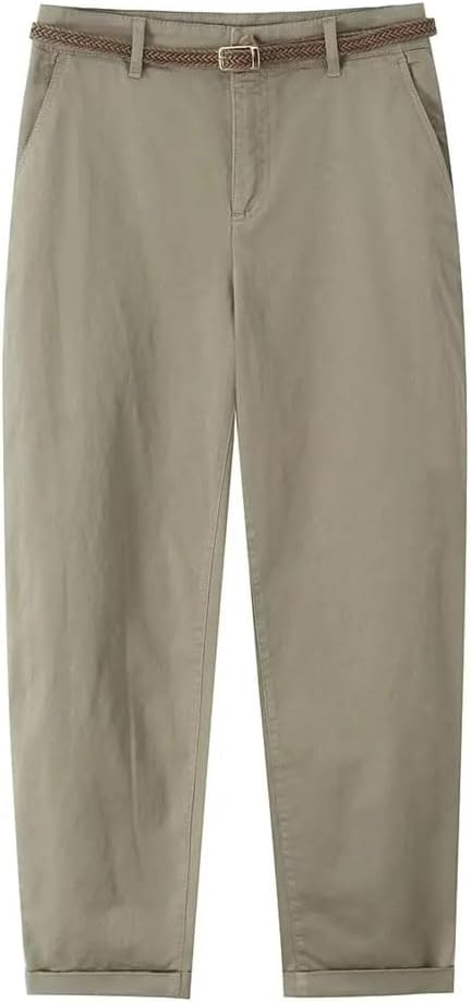 Women's Lace-Up High-Waist Slim Cropped Pants Casual Pants