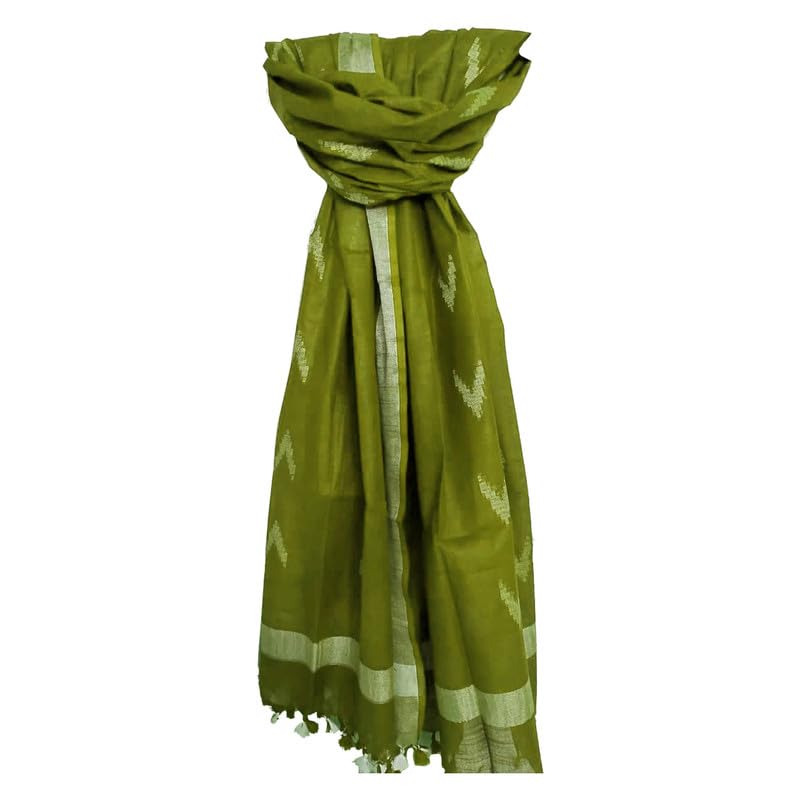 Heyam | Women’s Linen Cotton Jacquard Zari Weaving Bhagalpuri Ikkat Dupatta (Stole)