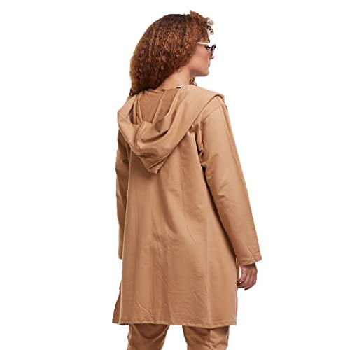 Cardigan Sobretudo Brohood Feminino Moletom Com Capuz Marrom EGG
