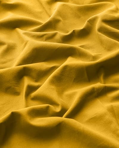 Image of THE LINEN COMPANY Solid Curtains 6.5 Feet Long, Cotton Duck Canvas Window Drapes for Living Room, 6.5ft Set of 2, Mustard