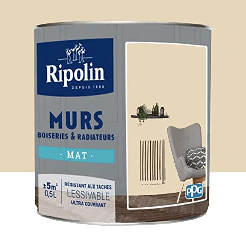 RIPOLIN Peinture Murs, Boiseries, Radiateurs Mat Beige Shari 0,5 L