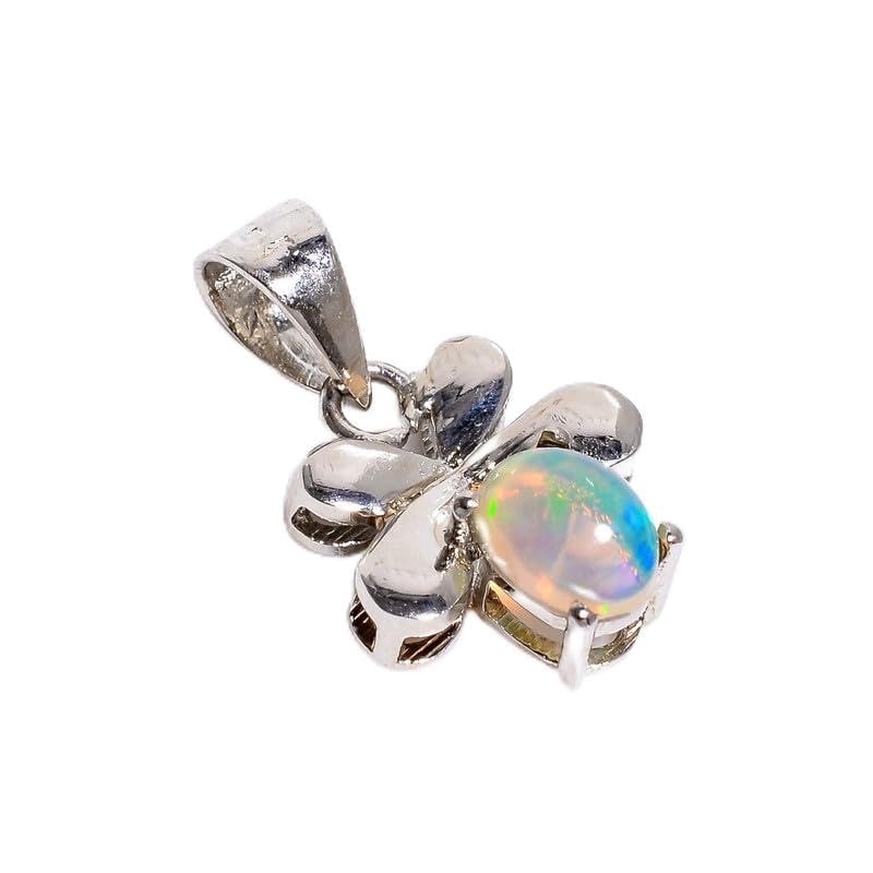 Pendentif opale éthiopienne blanche fait main et argent 925