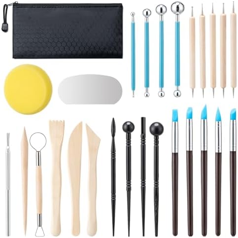 Amrules Clay Tools Kit, 27 PCS Pottery Tools, Practical Polymer C...