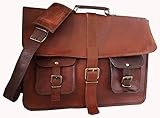 18 Inches Leather Messenger Laptop Computer Briefcase Unisex Cross Body Bag