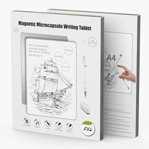 Image of Magnetic Microcapsule Writing Tablet, 6.5 inchor 8.5 inch Microcapsule Paper for Fridge, Dry Erase Board Without Ink, Reuasble 1 Pen & 1 Eraser, White Board for Home, Kitchen Students and Planner