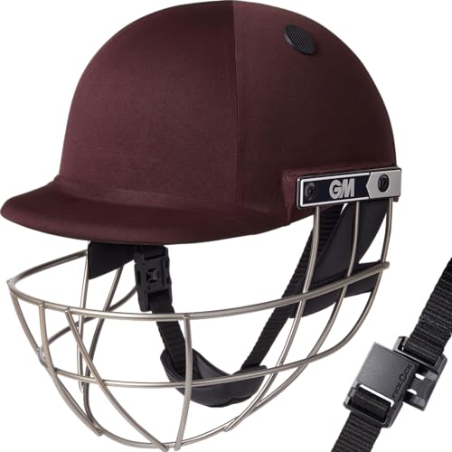 Casque de cricket protection de la tête batteur adulte junior bordeaux grille titane taille L GM
