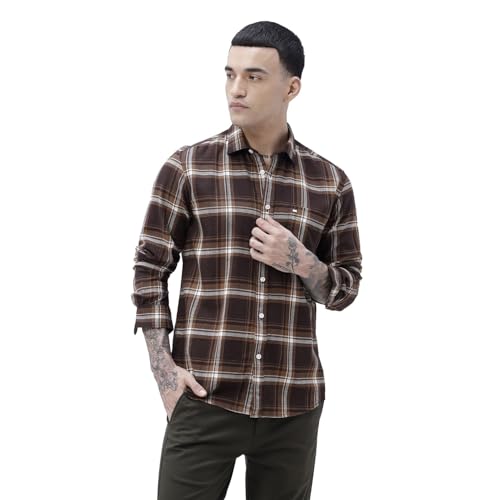 Image of BASICS 100% Cotton Checked Shirt for Men | Slim Fit | Everyday Smart Casual Wear | Full Sleeve