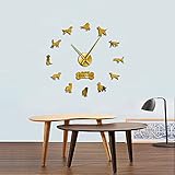 Irish Setter DIY Gigante Relojes de pared Gundog Dog Raza sin marco Arte de pared Reloj rojo Setter decorativo Big Wall Watch Decoración de la tienda de mascotas (Gold、47')