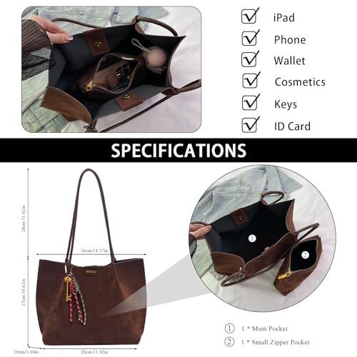 Bolso Tote de gamuza para mujer con cierre miniatura 4