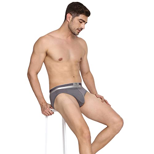 Image of Van Heusen Men Briefs - Pima Cotton Stretch - Colour Fresh, Ultra Soft, Solid 20002 Quite Shade S Grey