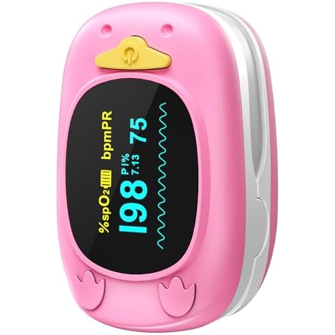 Child Pulse Oximeter, Oxygen Monitor for Kids Baby and Blood Oxygen Saturation Heart Rate Monitor with Automatic Shut-Down, One Directions OLED Display, Include 2 X AAA Batteries Cover