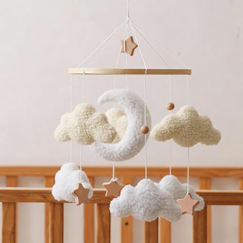 Mobile rotatif étoiles en bois cadeau de naissance idéal pour chambre bébé - 3