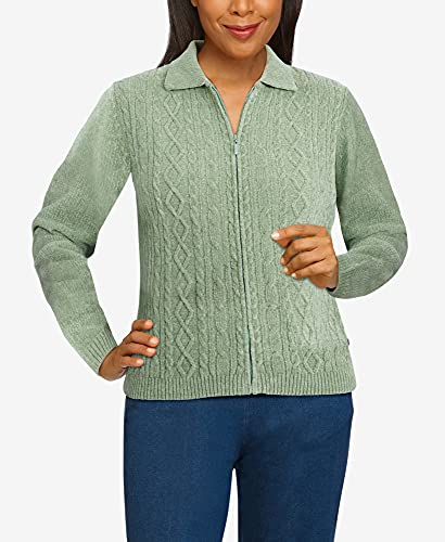 Alfred Dunner Women's Chenille Cardigan Sweater, Sage, XL - Image 6