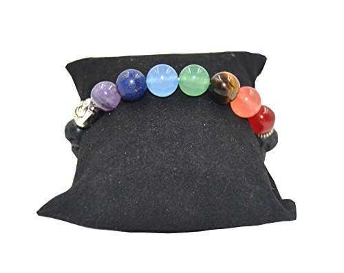World Crmy Pulsera de 7 Chakras con Cuentas de Piedras Naturales de 7 Chakras y Lava, Ideal para Yoga, Reiki, Chakras, Meditación