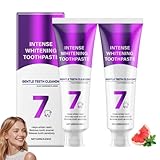 7Pro Lila Zahnpasta Intensiv, 7 Pro Zahnpasta,7-Pro Intense Whitening Toothpaste,Intensive Whitening Zahnpasta für Empfindliche Zähne, Entfernt Gelbe Flecken, Frischer Atem, 120g je Tube