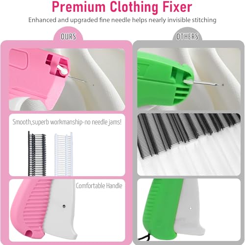 HABGP Stitch Gun for Clothes, Handheld Stitch Tag Gun, Mini Sewing Kit Micro Tagging Gun for Quick Clothing Fixer, Sewing Tool Kits with 1,200 Black & 1,200 White 5mm Mini Fasteners, 6 Needles (Pink) by habgp - Image 7
