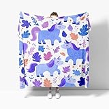 Kuscheldecke Flauschig Flanell Flauschdecke für Kinder Erwachsener L 100x130 cm, Abstraktes Cartoon-Einhorn Weich Leicht Sofadecke Tagesdecke, Blau-Lila Wohndecke Warm für Alle Jahreszeiten