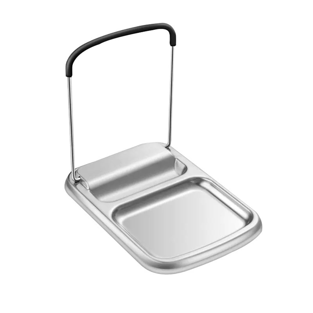 CTRLZS Cooking Spoon Rest Pan Lid Organiser Rack Pan Lid Holder with Lid Holder Kitchen Utensil Rest with Drip Pad, for Ladles, Tongs