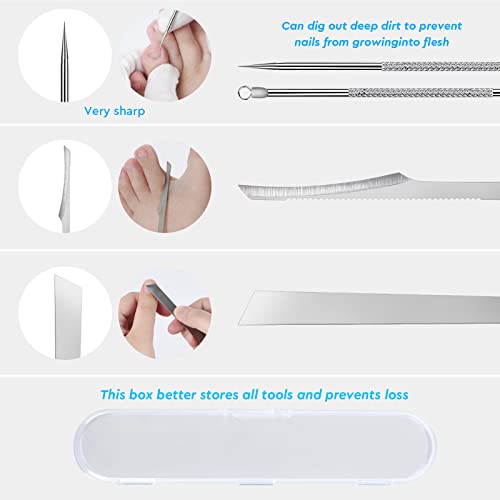 7-Pack Ingrown Toenail Tool Kit - File, Lifters, Surgical Safe Pedicure Tools for Nail Treatment & Pain Relief - Thumbnail 4