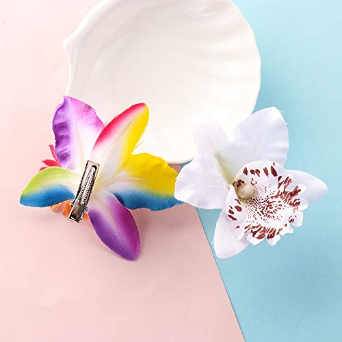 2 peças faixas de cabelo moda praia meninas presilha flor grampos de cabelo orquídea acessórios de c