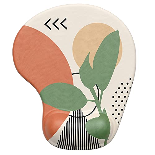 Hsurbtra Ergonomic Mouse Pad with Wrist Rest Support, Gel Mouse Pads with Non-Slip PU Base, Pain Relief Memory Foam Computer Mat, Cute Office Supplies Desk Decro Accessories, Green