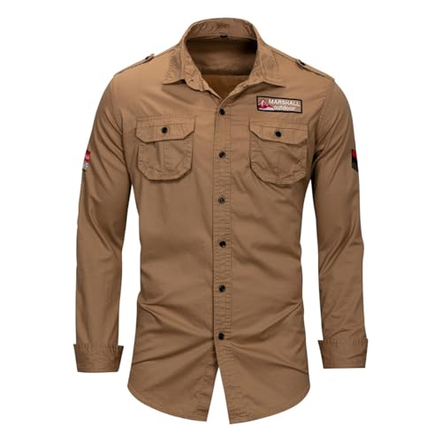 Chemise de loisirs pour homme en coton style militaire idéale pour le week-end
