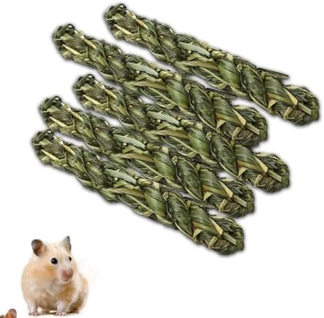 24PCS Timothy Hay Braided Chew Sticks for Small Animals – Natural...