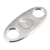 CiTree Cigar Cutter, Stainless Steel Guillotine Double Cut Blade in Black Gift Pouch (Silver)
