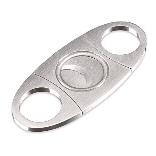 CiTree Cigar Cutter, Stainless Steel Guillotine Double Cut Blade in Black Gift Pouch (Silver)