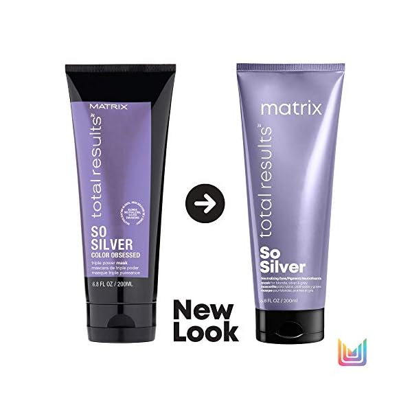 Matrix So Silver Toning Purple Hair Mask | Deep Conditioning | Repairs Damaged Blonde & Silver Hair |Neutralizes Yellow Tones | For Color Treated Hair | 6.8 Fl. Oz.| Packaging May Vary | Vegan